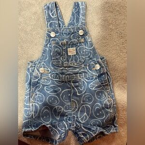 Old Navy Blue Denim Overalls with White Pattern